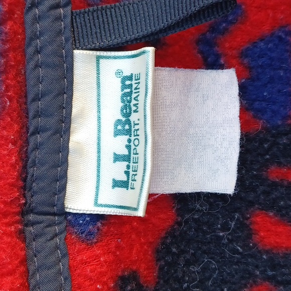Vintage L.L Bean fleece pulllover.Moose,Fish, Aztec print. Red,Black, and Teal. - Picture 2 of 6